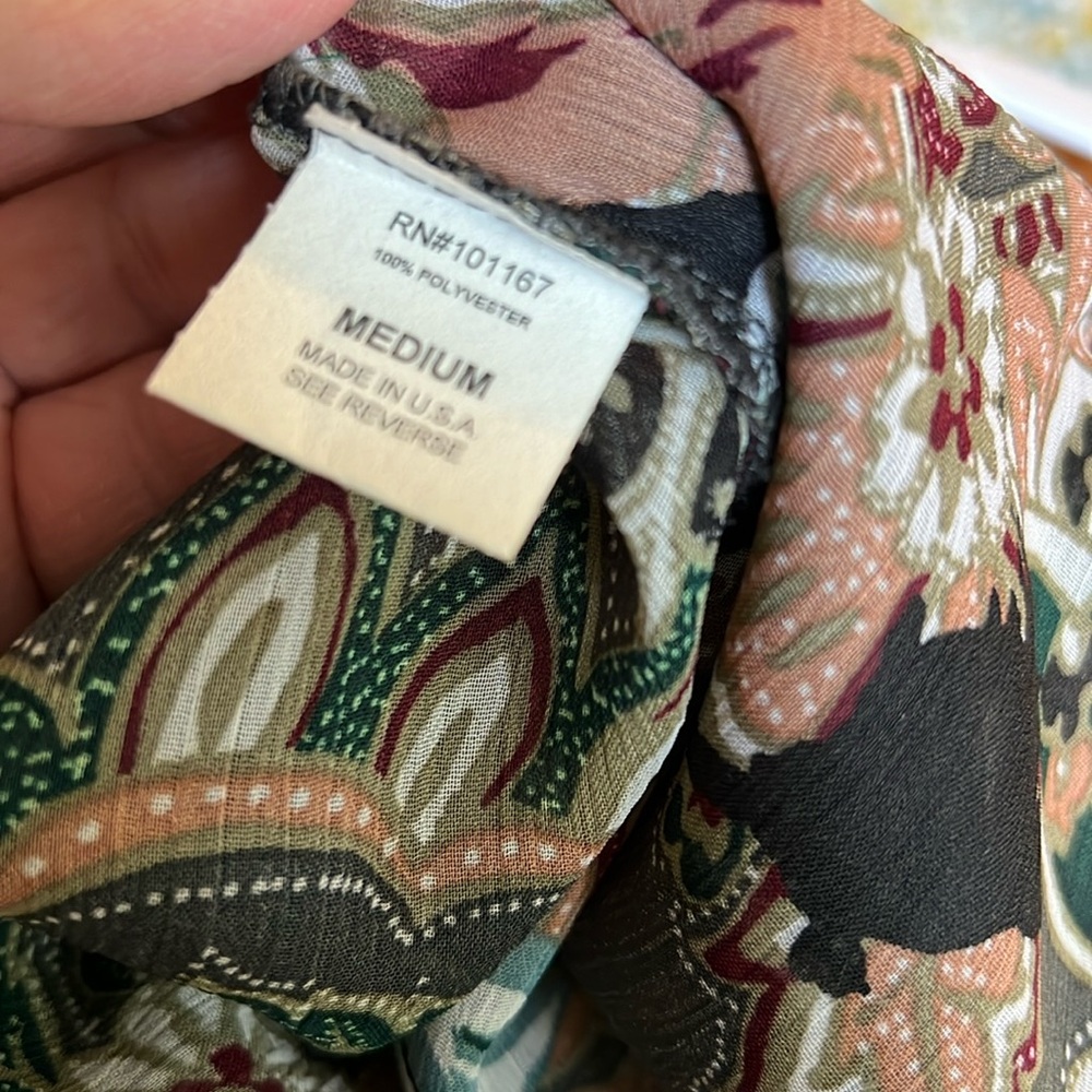 K&C semi sheer, floral print georgette Jacket, 3/4 sleeves, pockets, Women’s M - Picture 10 of 11